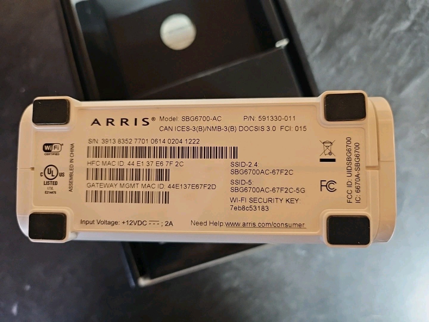 ARRIS SBG6700-AC SURFboard AC1600 Dual-Band Cable Modem & WiFi Router