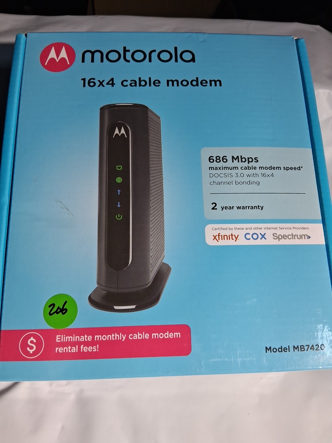 MOTOROLA 16×4 Cable Modem Model MB7420 ~ 686 Mbps DOCSIS 3.0