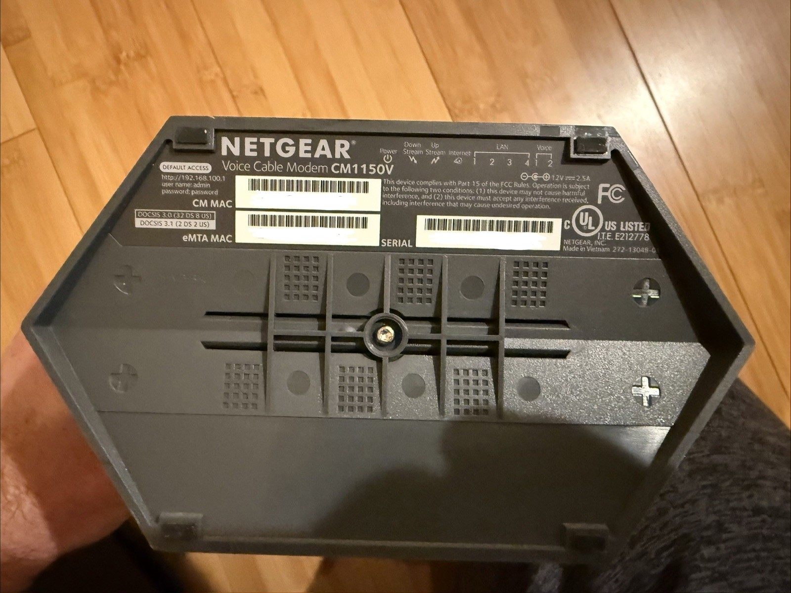 NETGEAR CM1150V DOCSIS 3.1 Voice Cable Modem for Xfinity, 4 LAN Ports