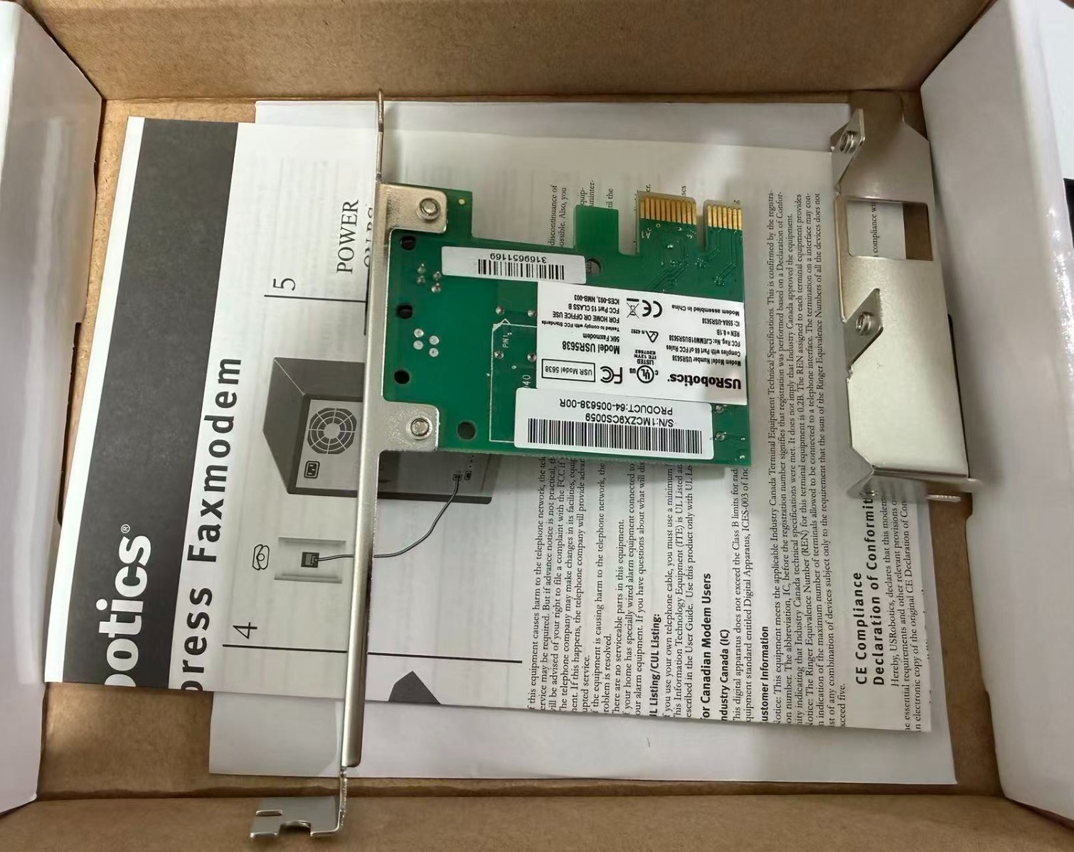 USRobotics USR5638 56K V.92 PCI Express PCIe Internal Faxmodem