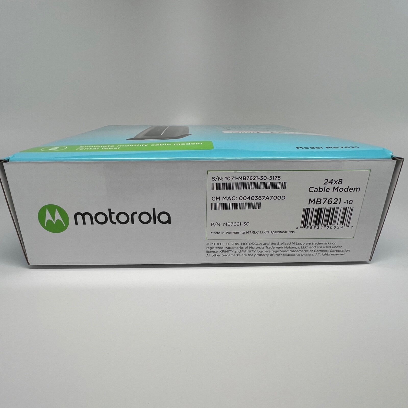 Motorola 24×8 Cable Modem Model MB7621 1000 Mbps Modem with Box