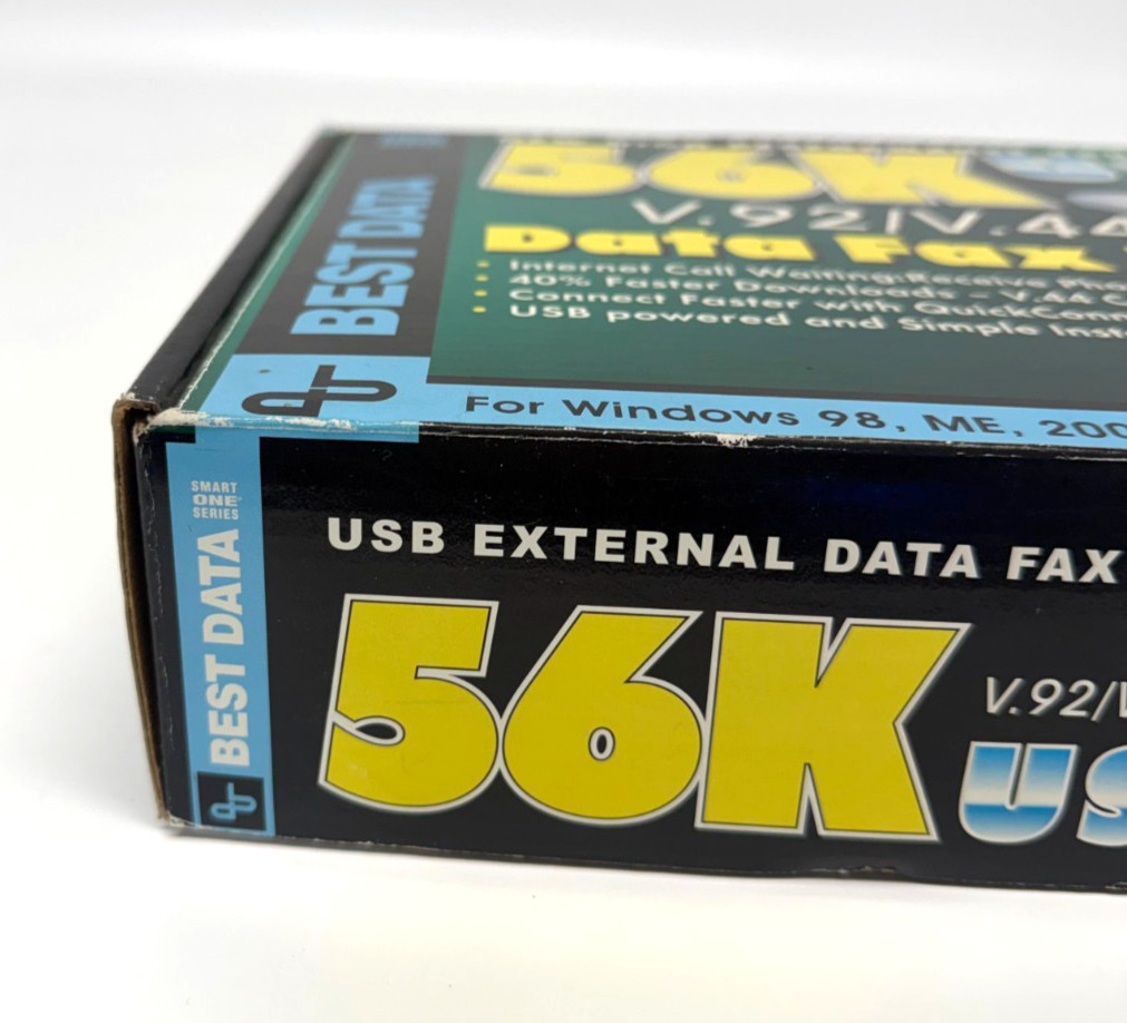 Vintage Best Data 56K USB V.92 V.44 External Data Fax Modem 56USBSL Win 98 XP
