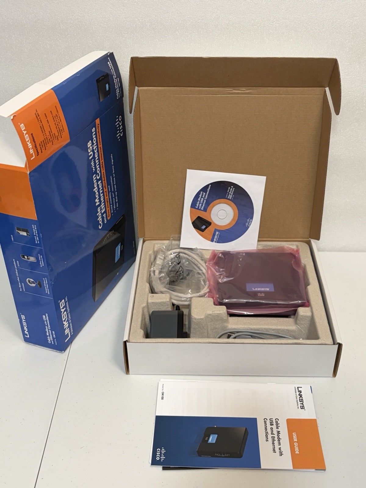 Cisco-Linksys Cable Modem with USB And Ethernet Connections Model #CM100