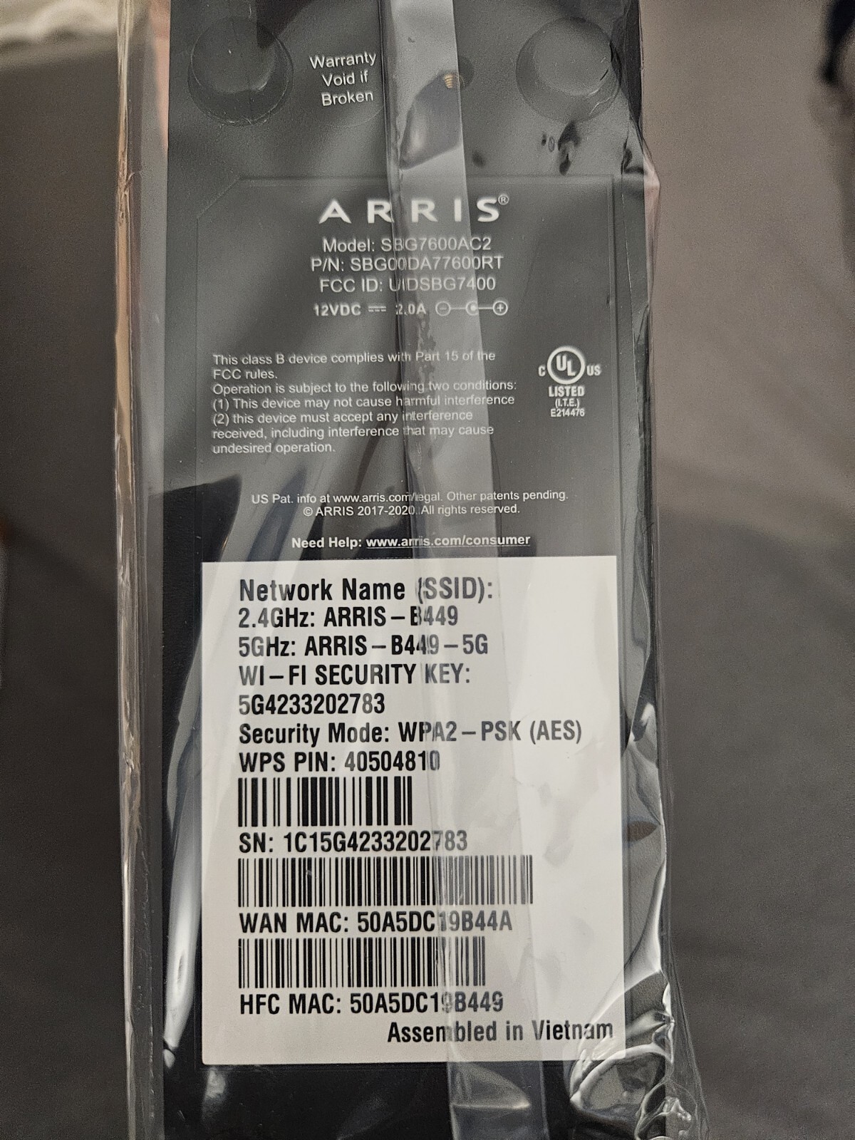 ARRIS SURFboard SBG7600AC2 DOCSIS 3.0 Cable Modem & AC2350 Wi-Fi Router