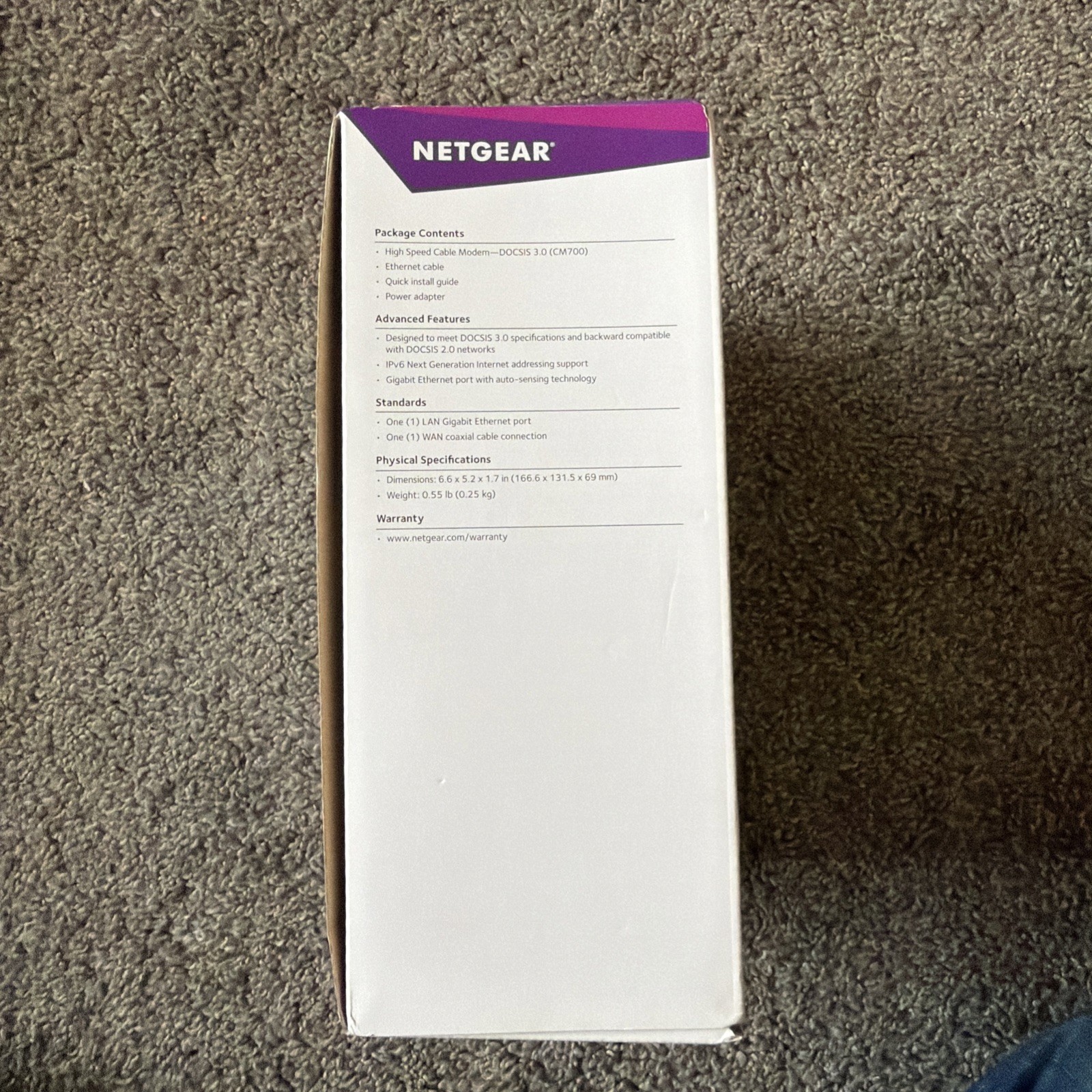 Netgear CM700-100NAS DOCSIS 3.0 High Speed Cable Modem – Open Box New!