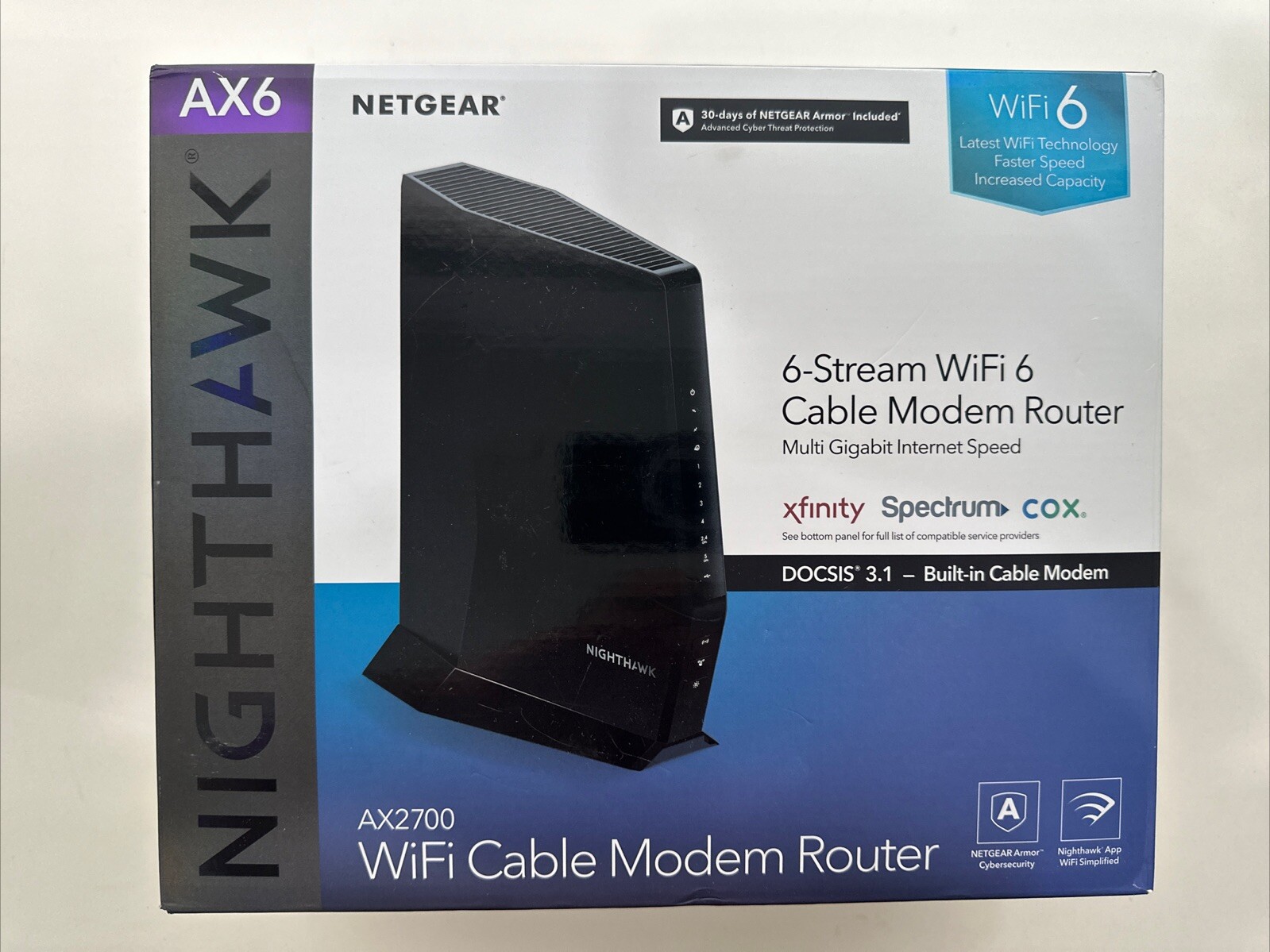 NETGEAR Nighthawk CAX30 AX2700 Wifi Modem Router Cable Gateway DOCSIS 3.1