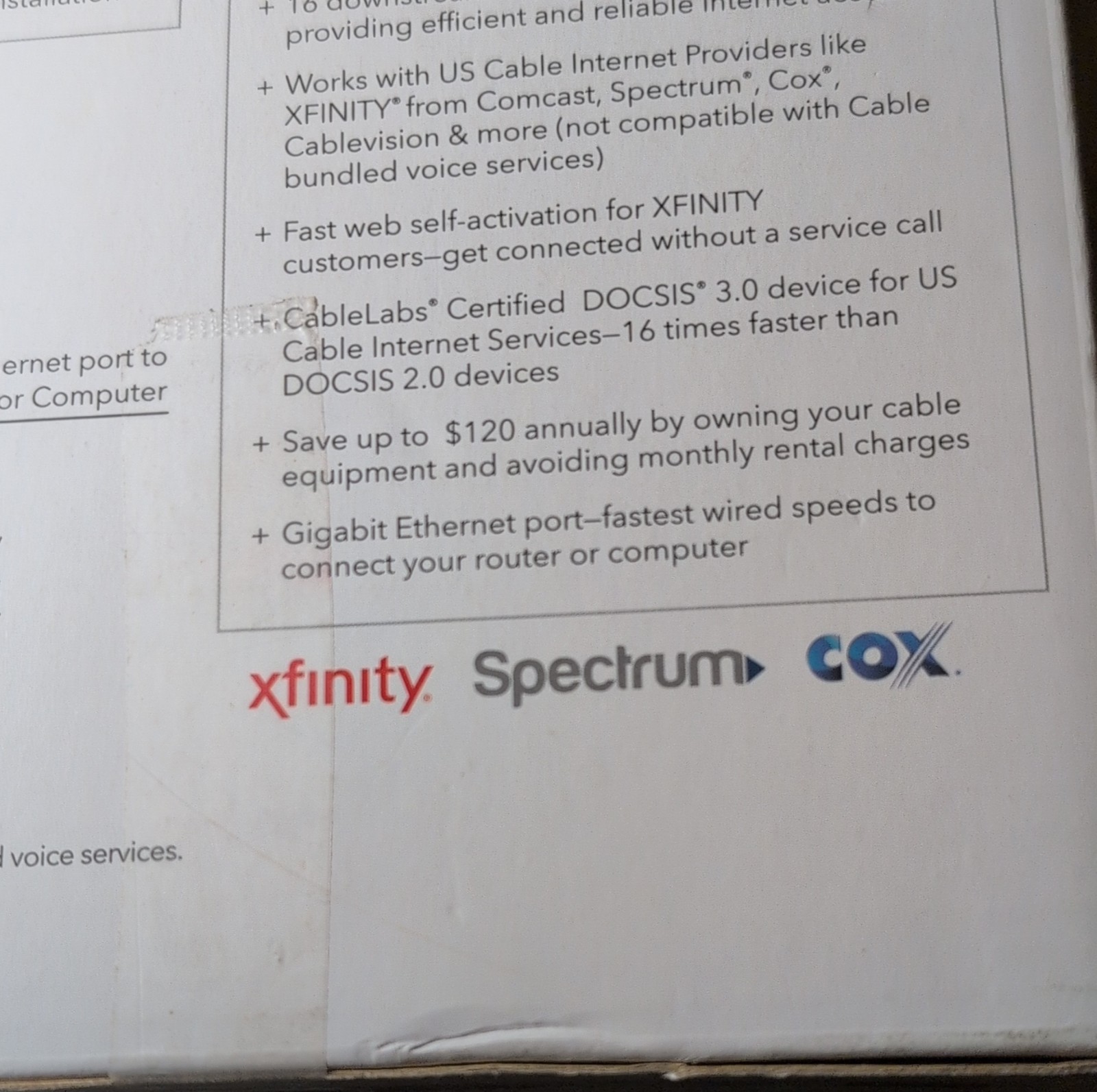 NETGEAR CM500 DOCSIS 3.0 Cable Modem 680Mbps Channel Bonding xfinity Cox