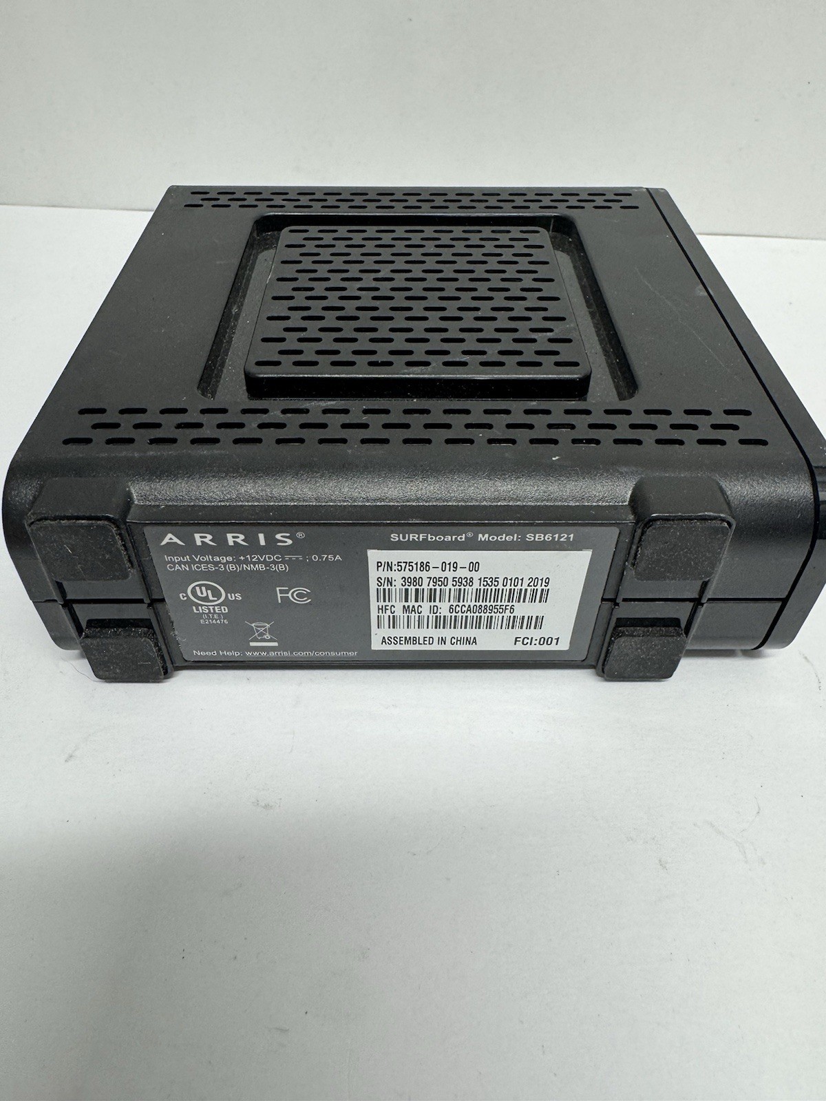 ARRIS SURFboard SB6121 DOCSIS 3.0 Cable Modem Ethernet Untested No Cord