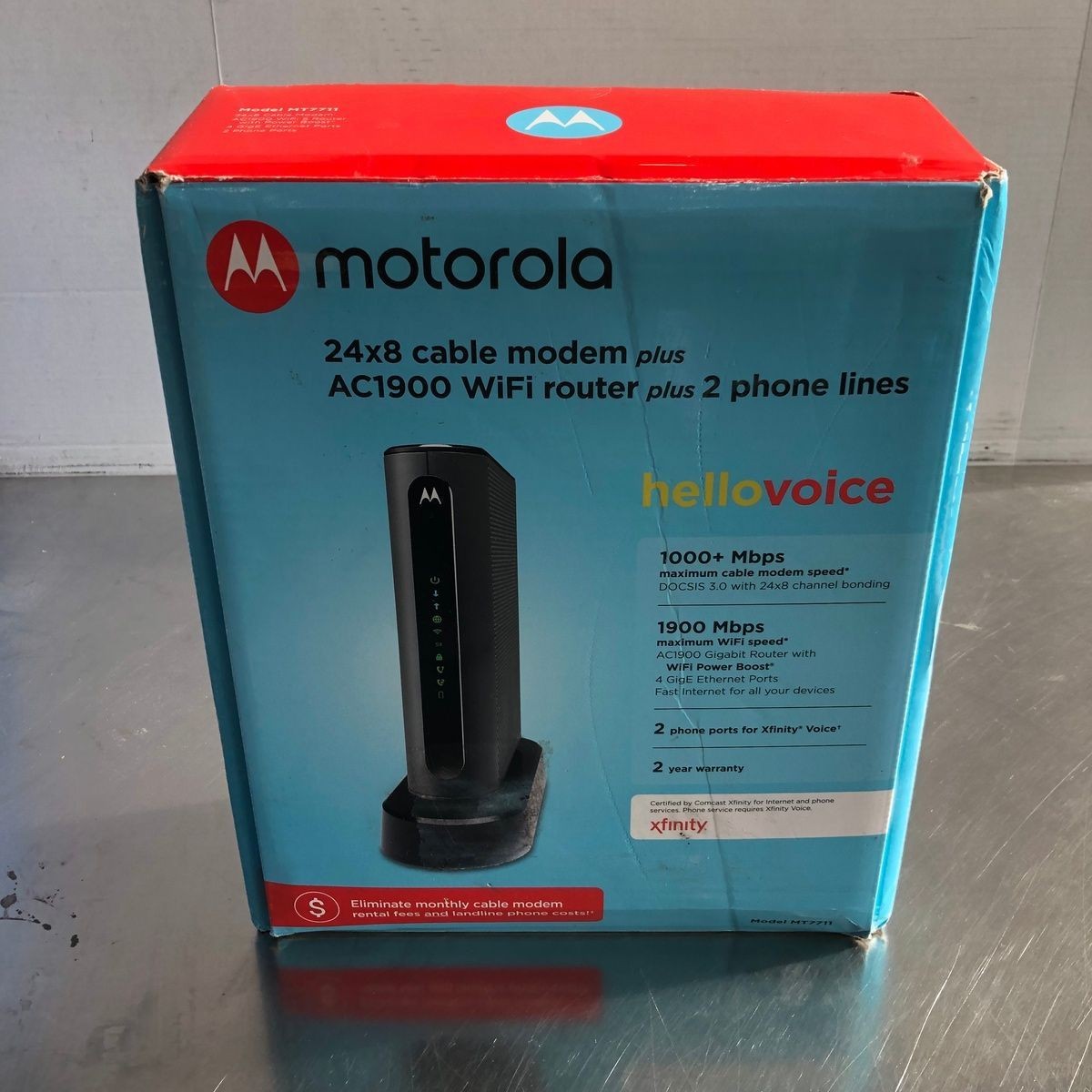 Motorola MT7711 Cable Modem Router, 24×8 DOCSIS 3.0, AC1900, Voice
