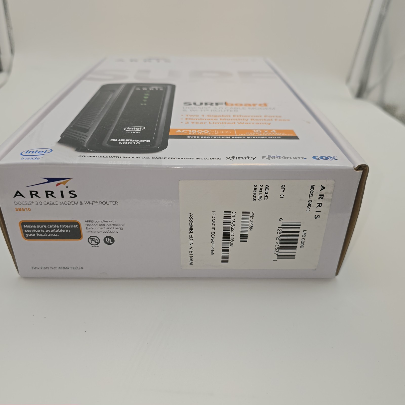 ARRIS SURFboard SBG10 DOCSIS3.0 16×4 Gigabit Cable Modem & Router AC1600Mbps