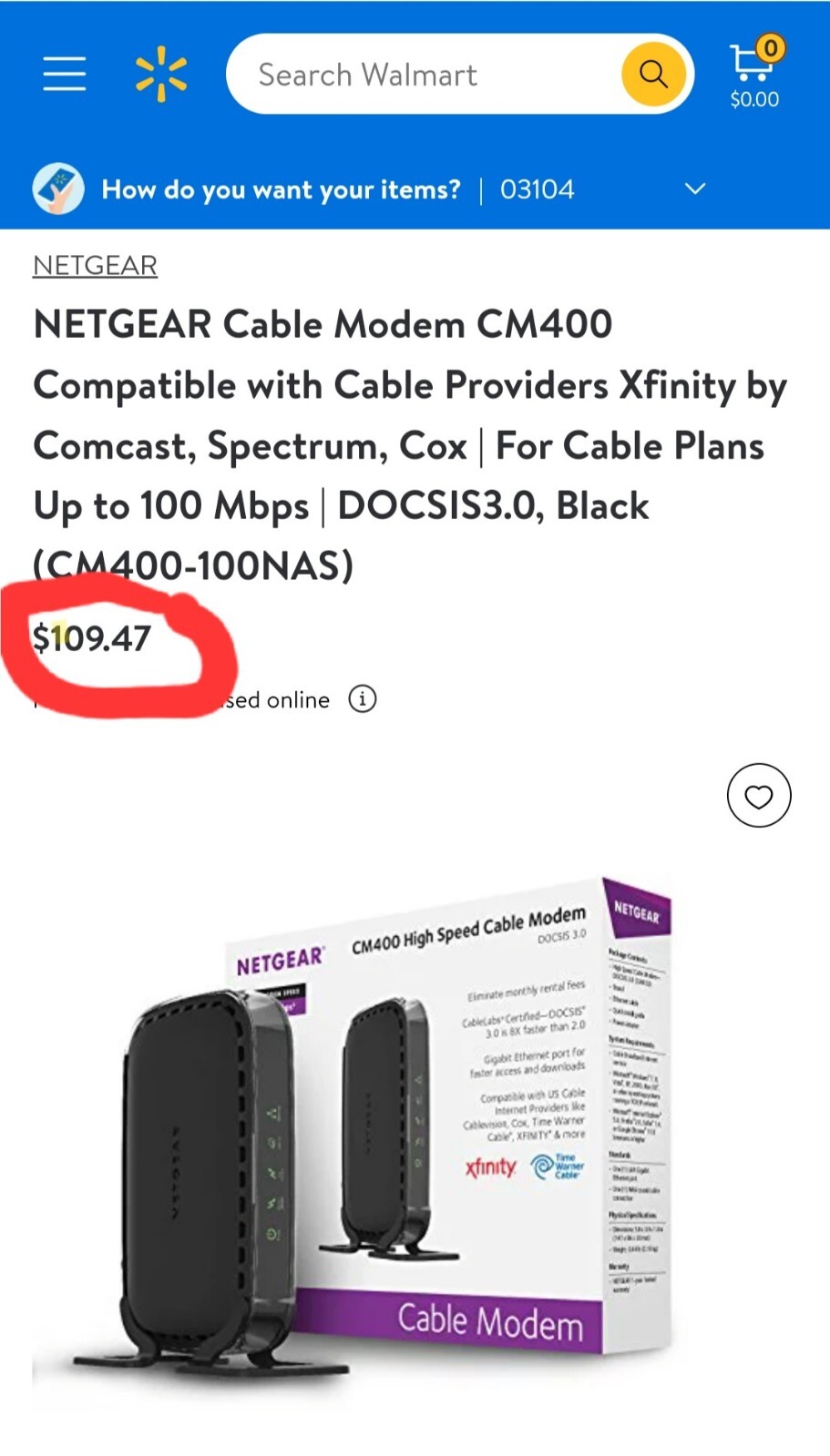 Netgear DOCSIS 30 (CM400-100NAS) 340 Mbps -Save $$ on Cable Modem Yearly Rental