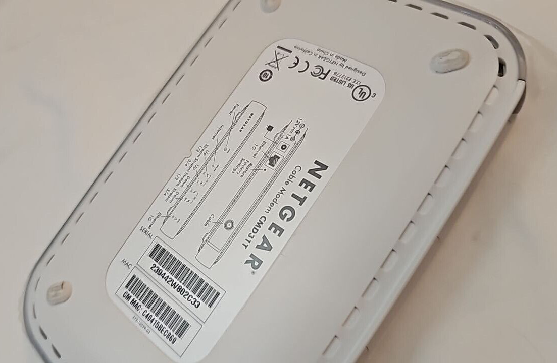 Netgear Wireless WiFi Cable Modem High Speed DOCSIS 3.0 340Mbps Gigabit Ethernet