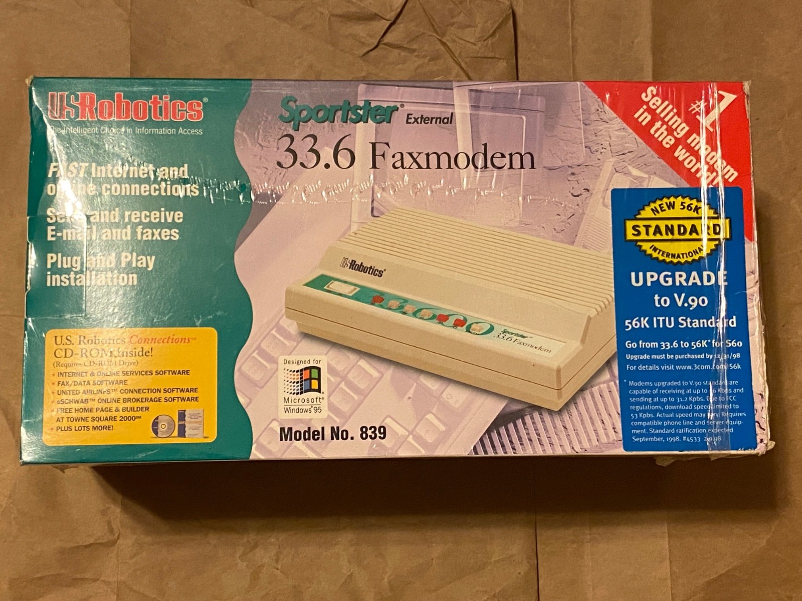 US Robotics Sportster 33.6 External Fax Modem – Factory Sealed Vintage Old Stock