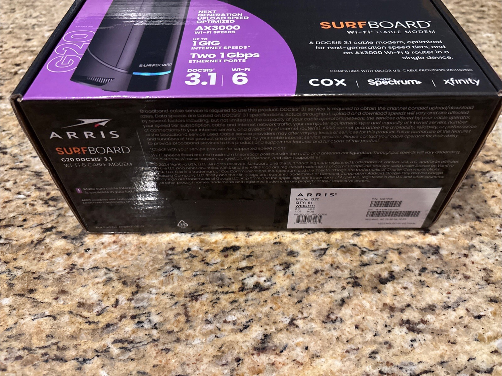 ARRIS – SURFboard G20 DOCSIS 3.1 Cable Modem AX3000 ROUTER *Open-box/New*