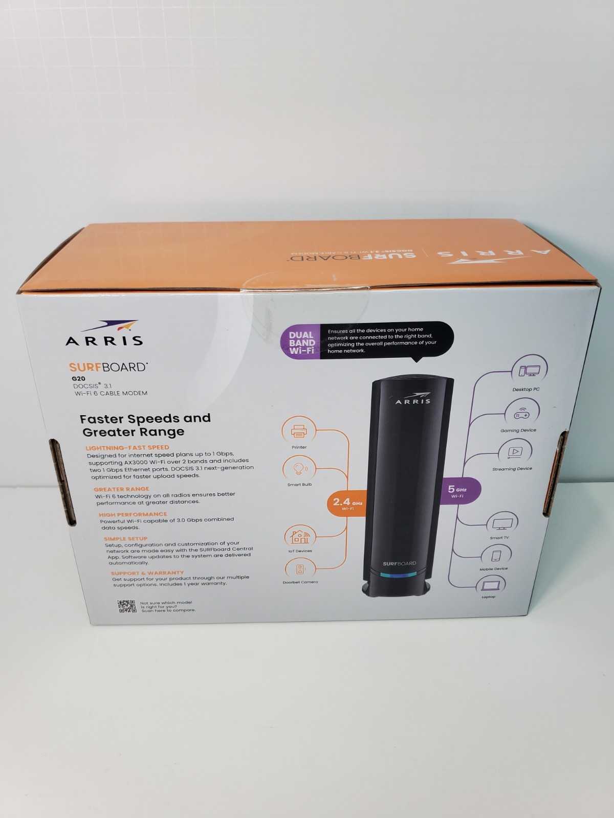 New & Sealed ARRIS G20 DOCSIS 3.1 Cable Modem & AX3000 WiFi 6 Router Free Ship!