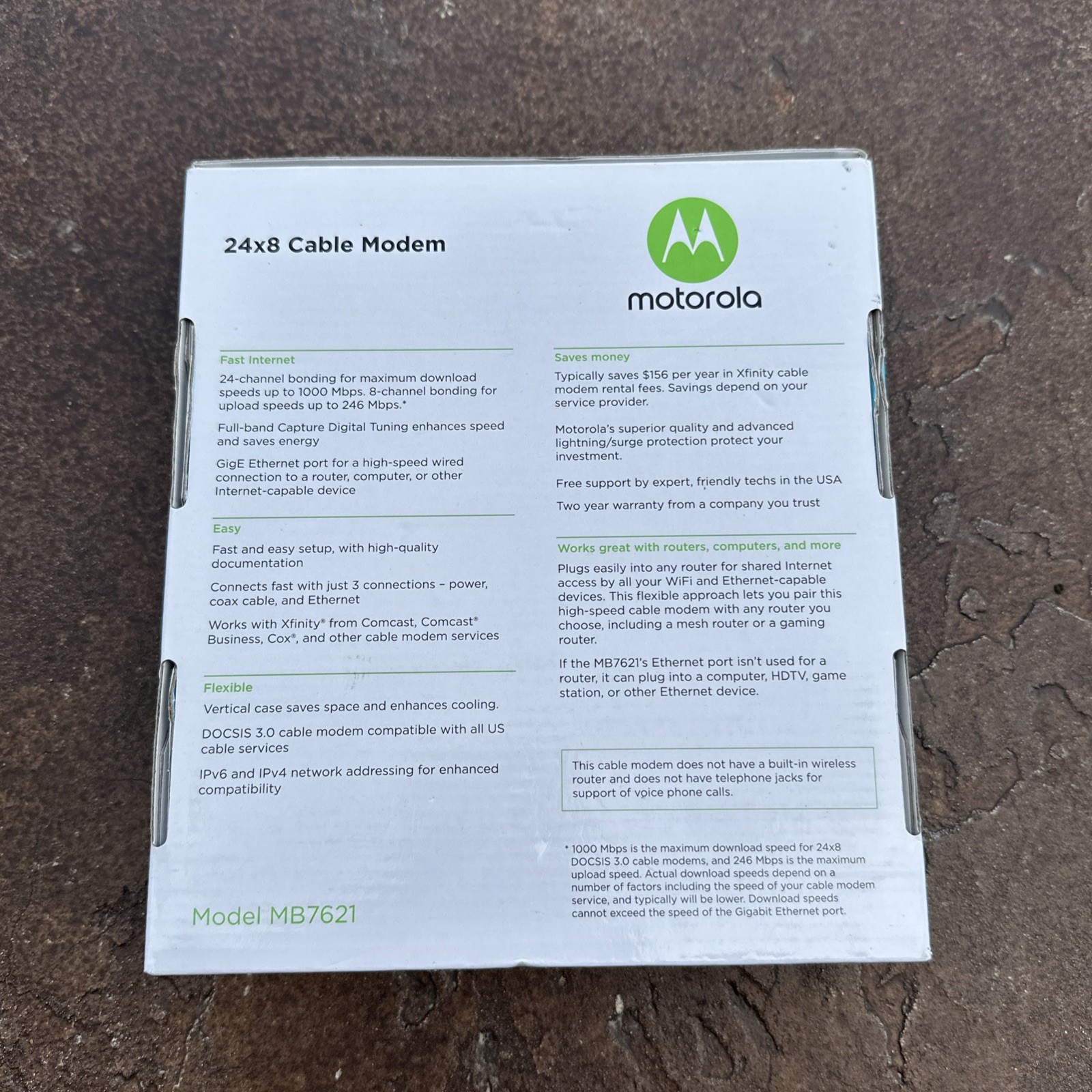 Motorola MB7621 1802 V1.0 Modem 1000 MBPS 24×8 Cable ~ Brand New