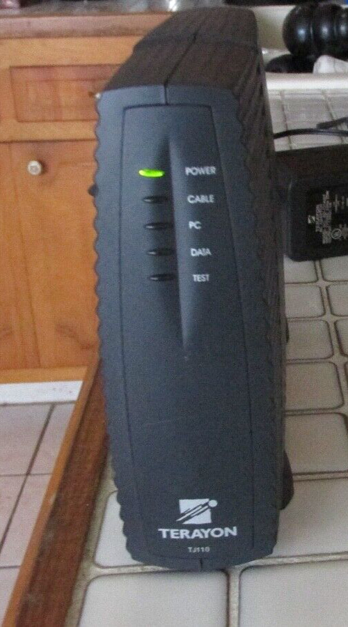 TERAYON CABLE MODEM – TJ110 / ECM110 w/ AC ADAPTOR – AD-121ADT – Used