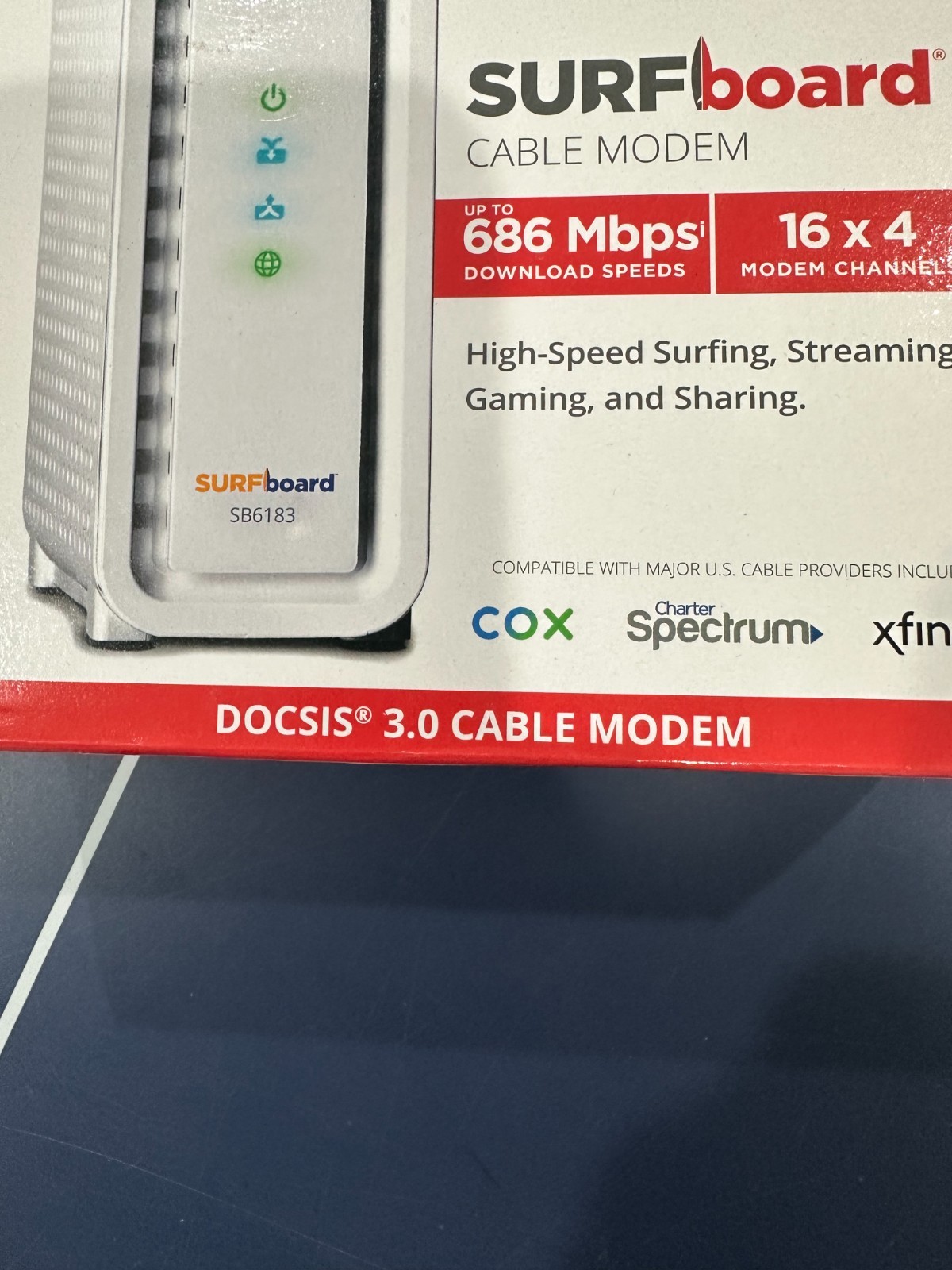 ARRIS SURFBOARD SB6183 16 x 4 DOCSIS 3.0 CABLE MODEM WHITE BRAND NEW BEST PRICE!