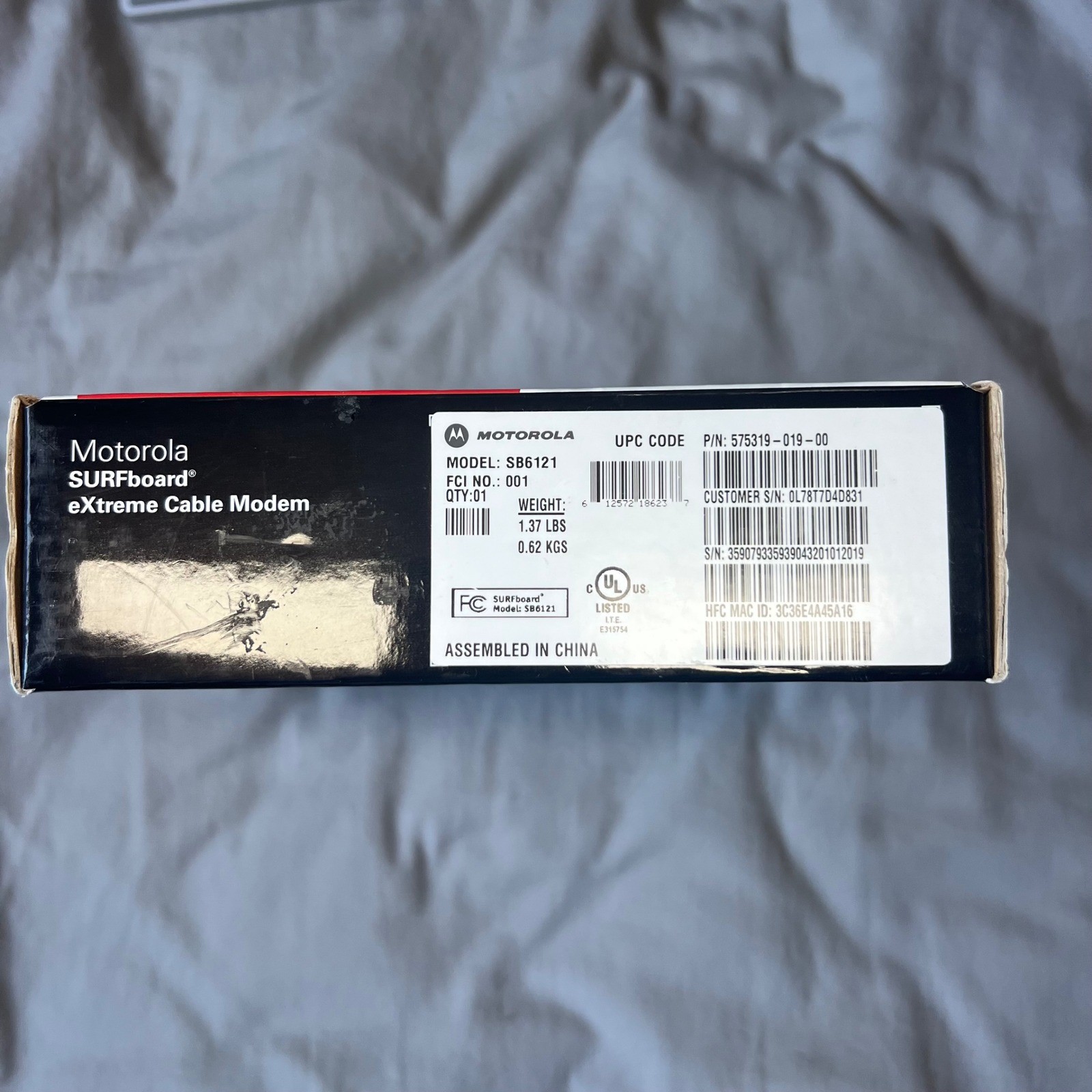 Motorola SURFboard Extreme Cable Modem DOCSIS 30 SB6121 Black Open Box