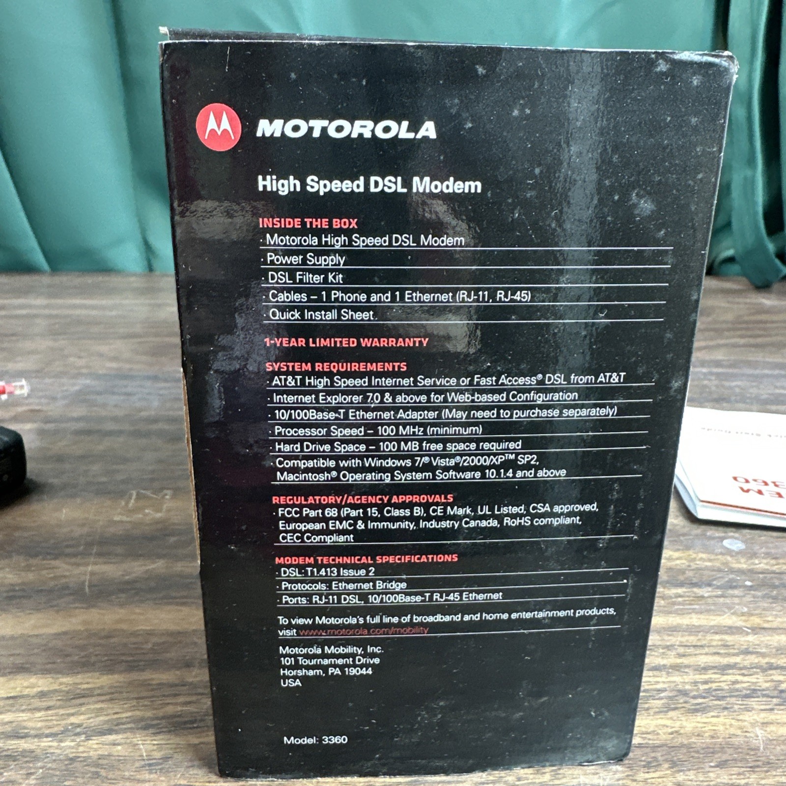 Motorola 3360 Modem – For Use With AT&T DSL High Speed Internet & FASTACCESS DSL