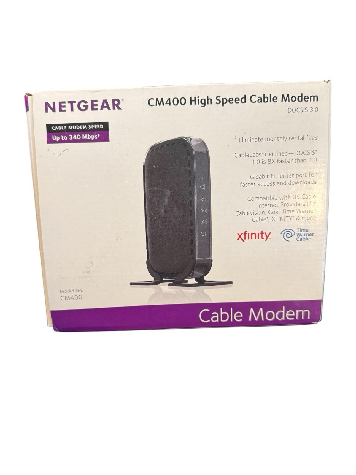 NIB NEW SEALED NETGEAR CM400-100NAS DOCSIS 3.0 High Sp Cable Modem COX SPECTRUM