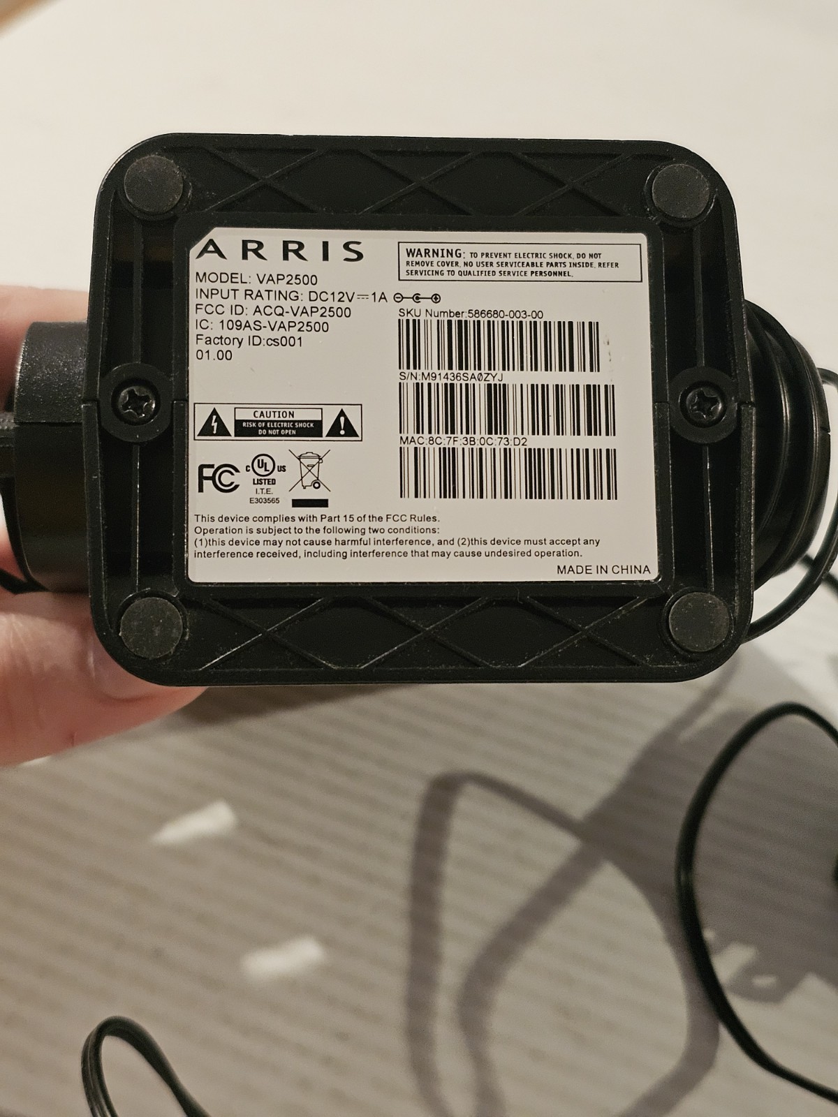 ARRIS VAP2500 AT&T U-VERSE WIRELESS ACCESS POINT. Row A3