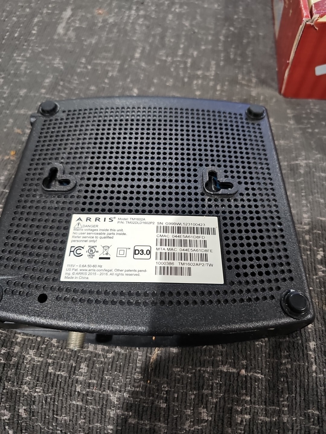 Arris TM1602A Docsis 3.0 Telephony Cable Modem for Charter Optimum Cablevision
