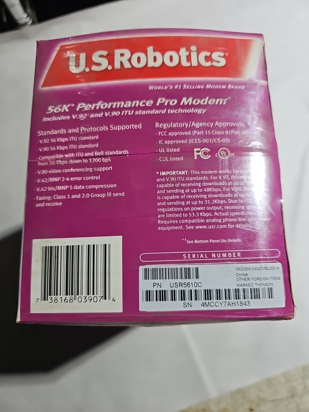 Sealed U.S. Robotics 56K Performance Pro Modem V.92 Mod 5610C NIB Brand New. #h7