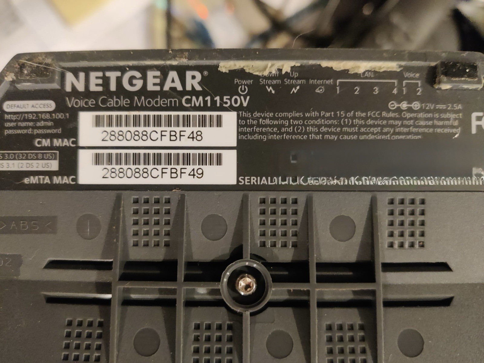 NETGEAR CM1150V DOCSIS 3.1 VoIP Cable Modem Xfinity 4 LAN 10 Gbps