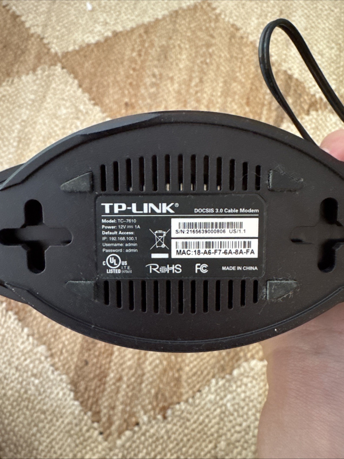 TP-LINK TC-7610 DOCSIS 3.0 Cable Modem