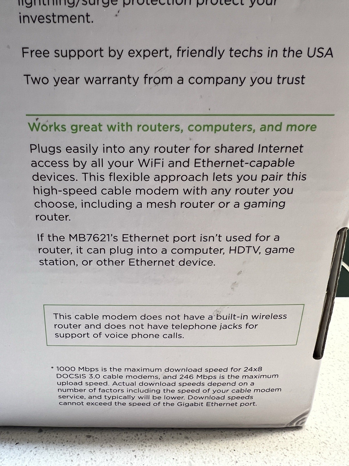 Motorola 24×8 Cable Modem MB7621 DOCSIS 3.0 1000+ mbps New Open Box – See Pics