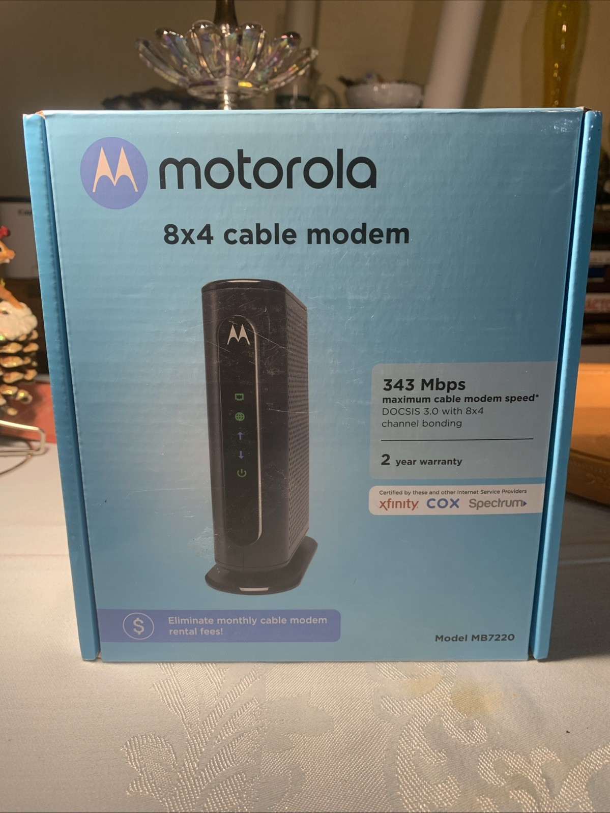 Motorola 8 By 4 Cable Modem,Model MB7220.New In Open Box.