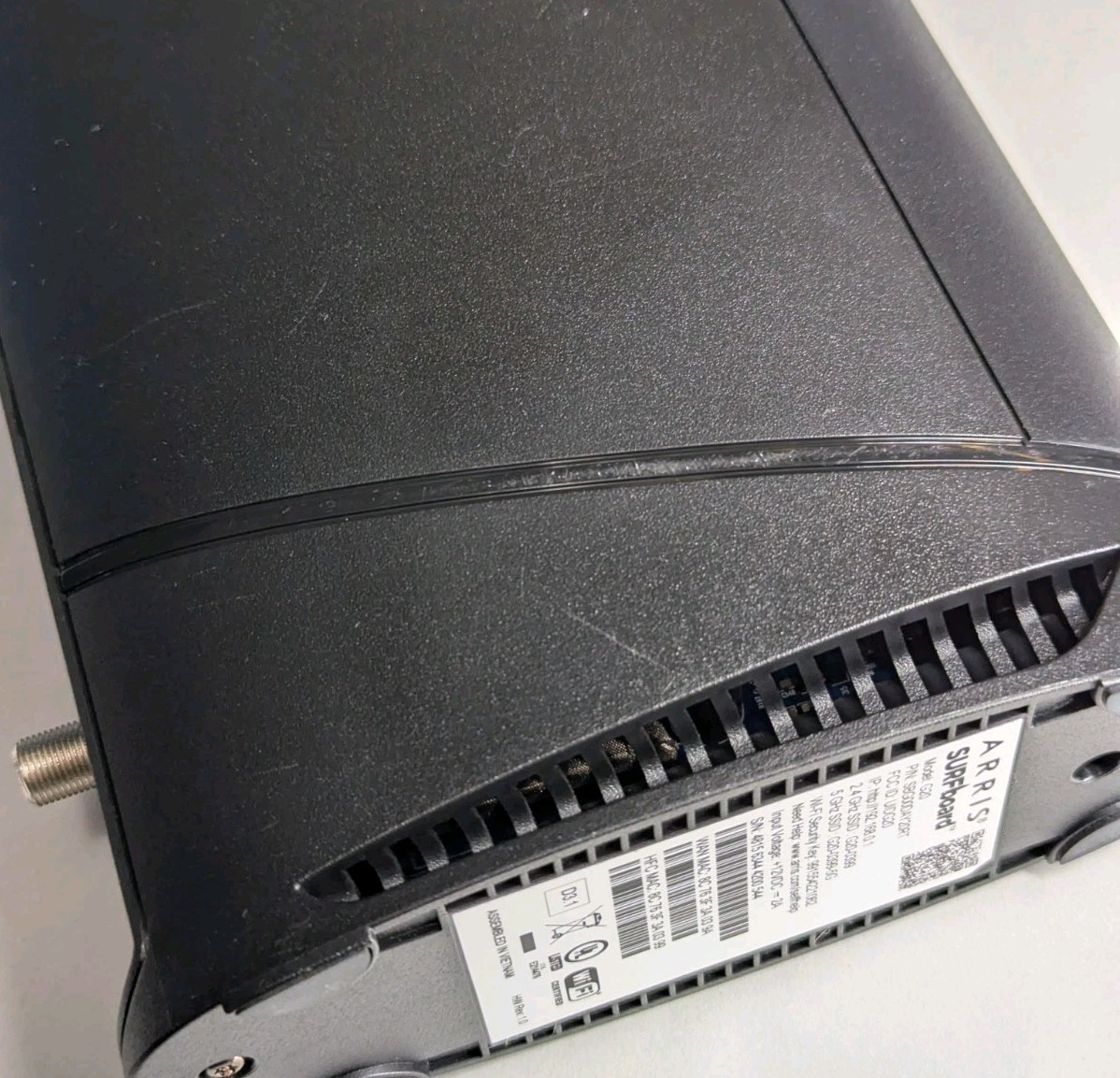 ARRIS G20 DOCSIS 3.1 WiFi 6 Router Modem ONLY – NO POWER CORD INCLUDED