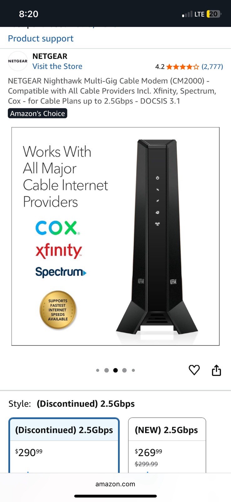 NETGEAR Nighthawk Multi-Gig Cable Modem (CM2000) – Compatible With All Cable