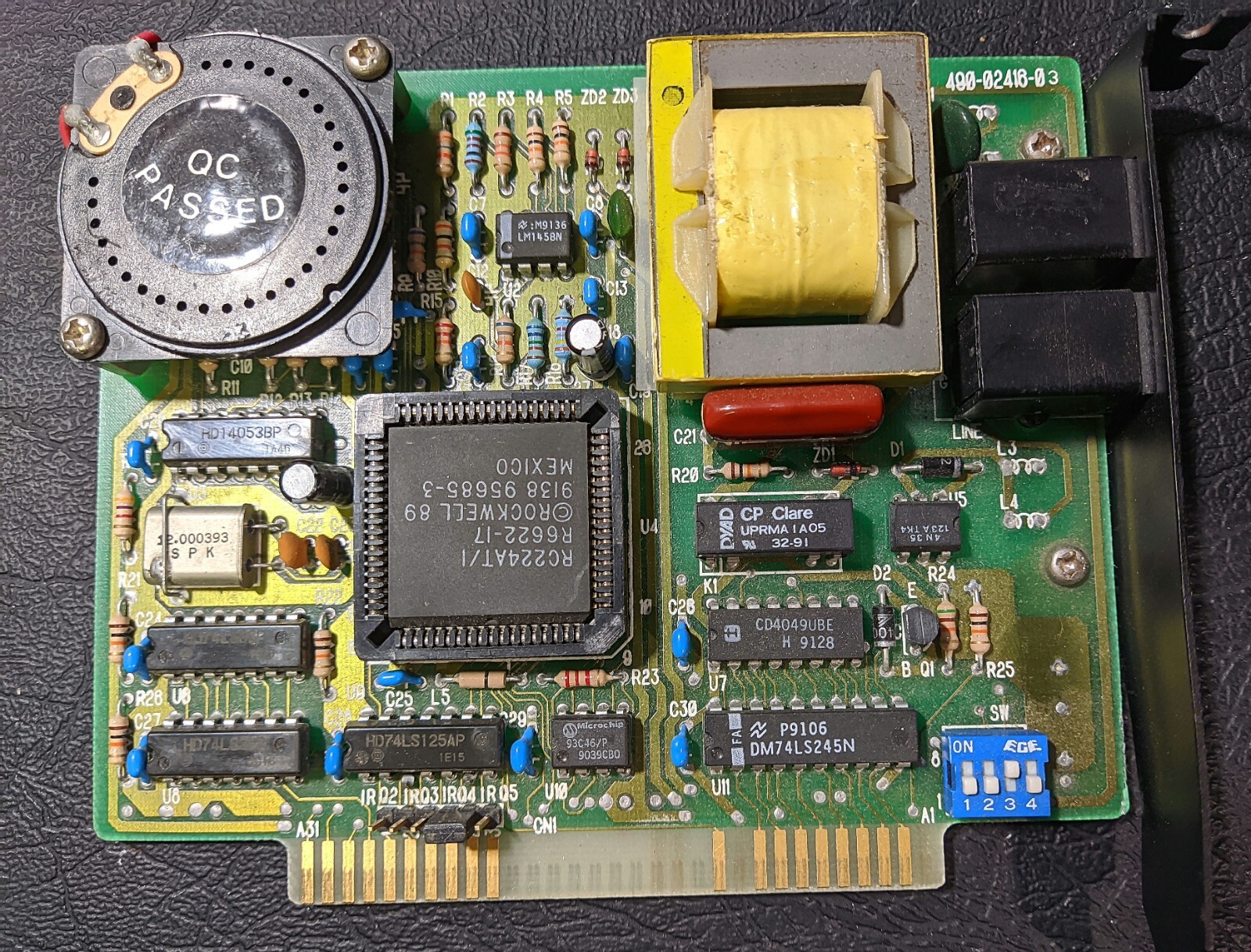 Rockwell 2400 baud 8 bit ISA dial-up modem – full duplex – vintage 1989 RC224AT