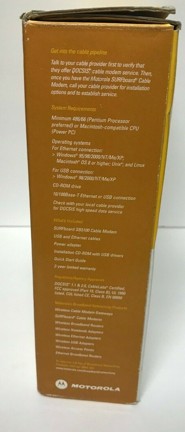 MOTOROLA Surfboard Cable Modem Model SB5100 NEW Open Box Never UsedFREE SHIPPING