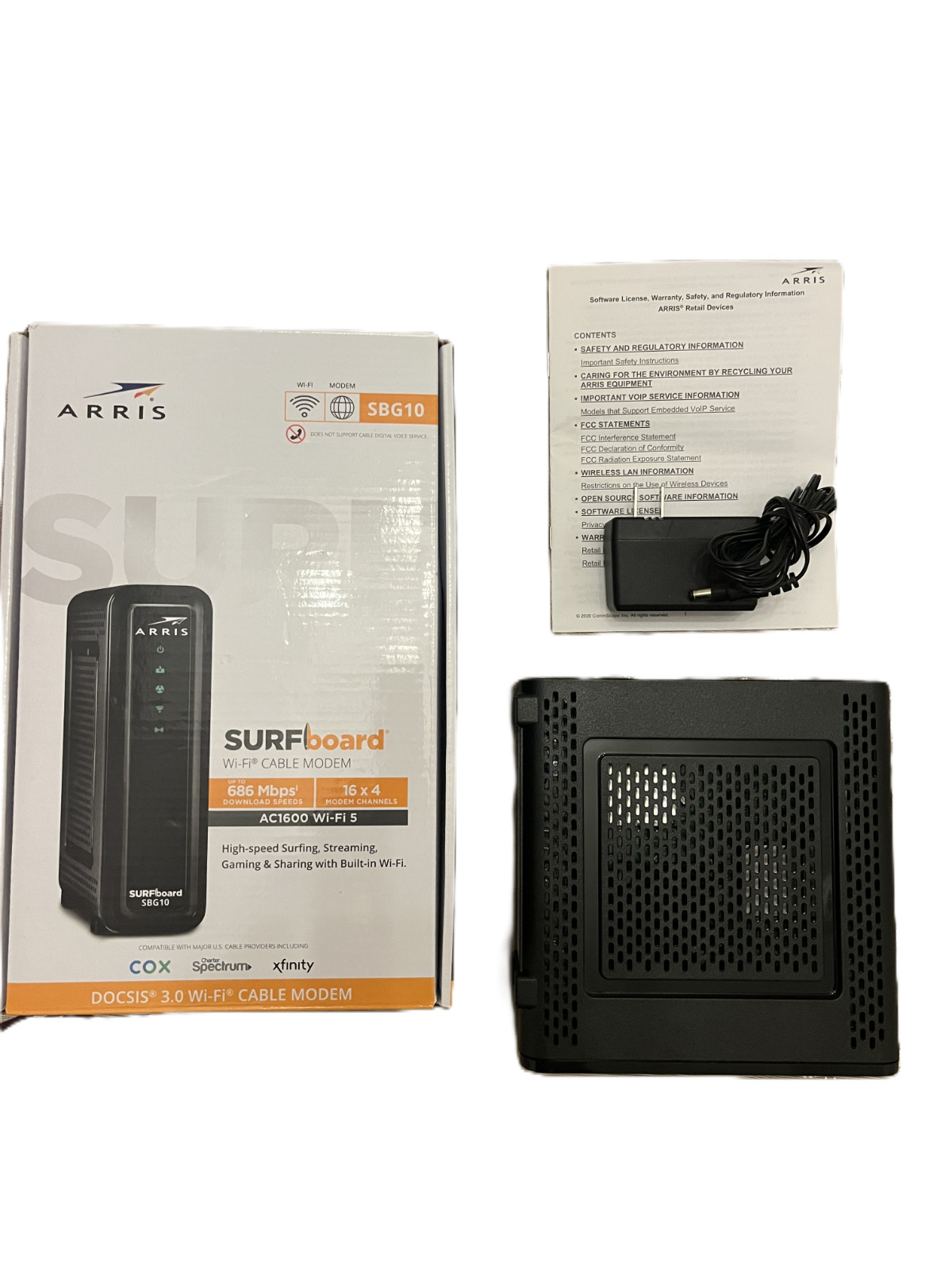 ARRIS SBG10 SURFboard AC1600 Dual-Band Cable Modem & Router Combo – Black