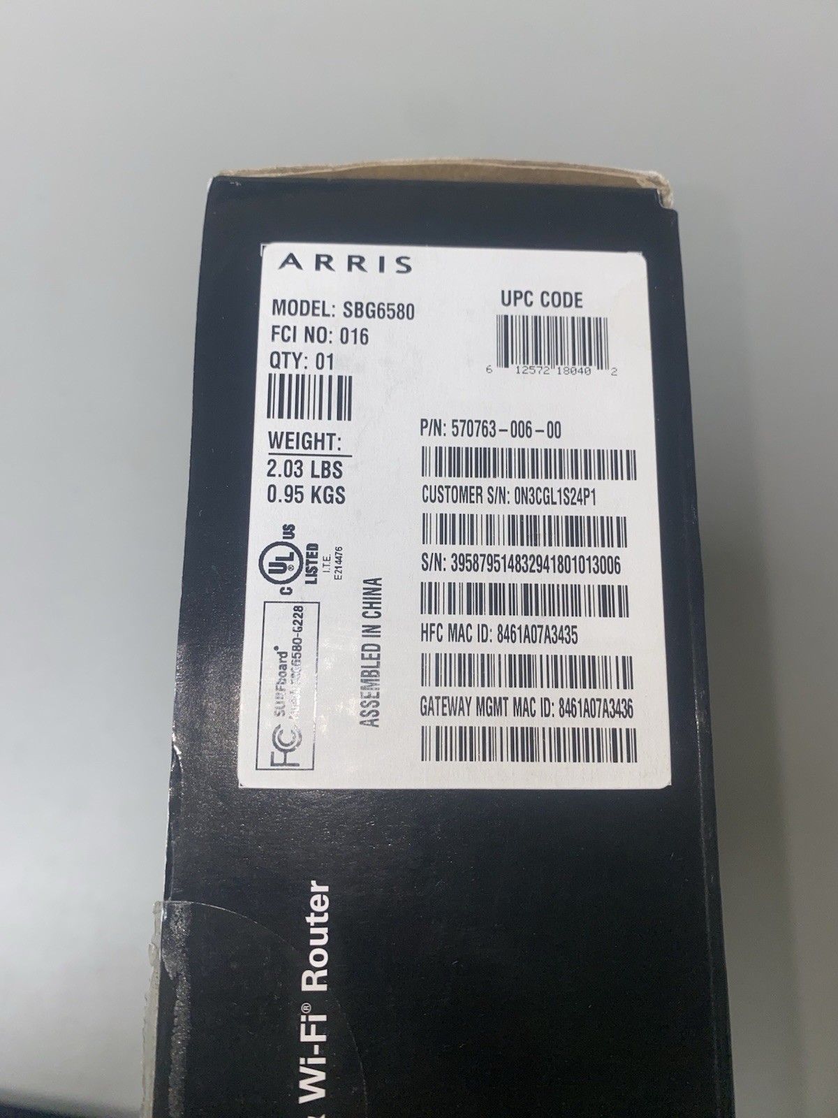 Motorola ARRIS SURFboard SBG6580 DOCSIS 3.0 Cable Modem and Wi-Fi Router N300