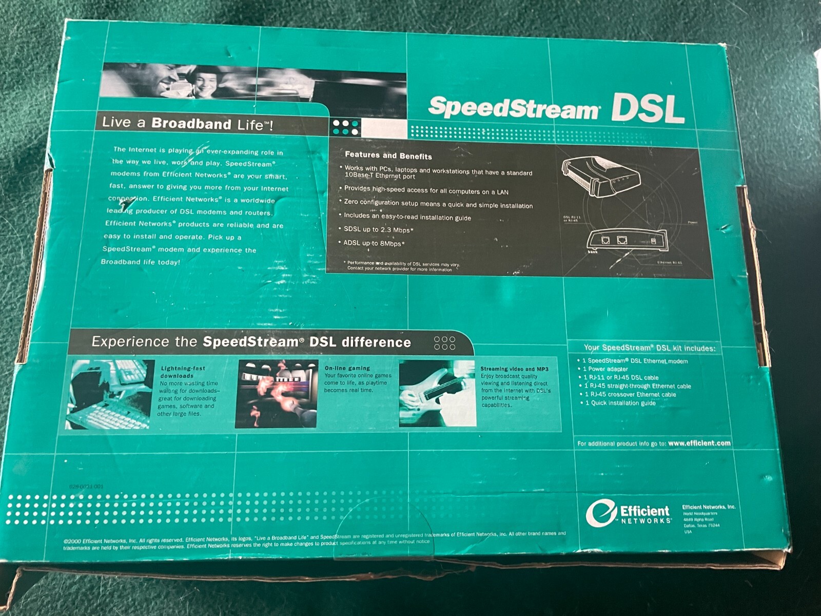 SpeedStream 5251-5260 Ethernet ADSL DSL Bridge Modem Efficient Networks Inc