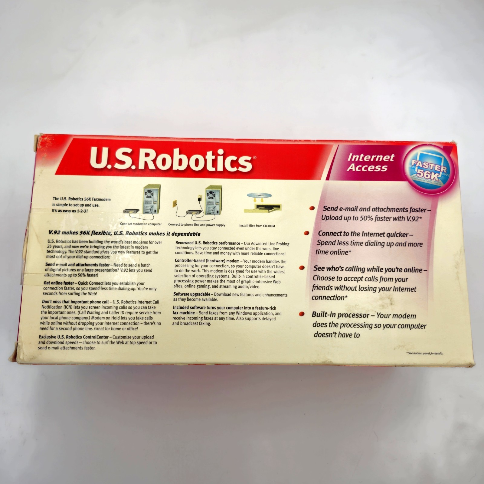 USR 5686E 56K V.92 V.90 Serial Modem – Complete New Open Box (Worn Box)