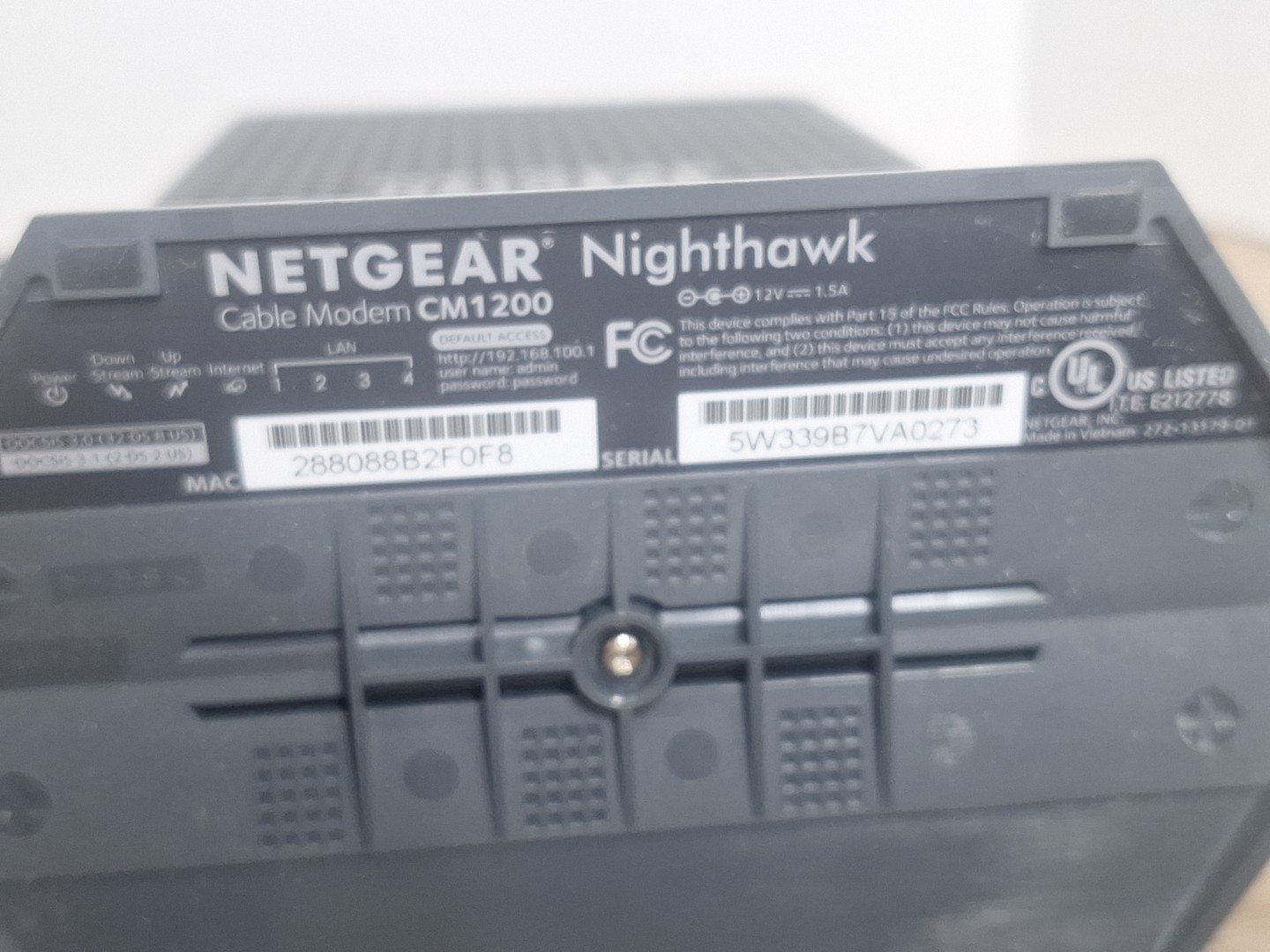 NETGEAR Nighthawk CM1200 DOCSIS 3.1 Cable Modem with OEM Power Cable