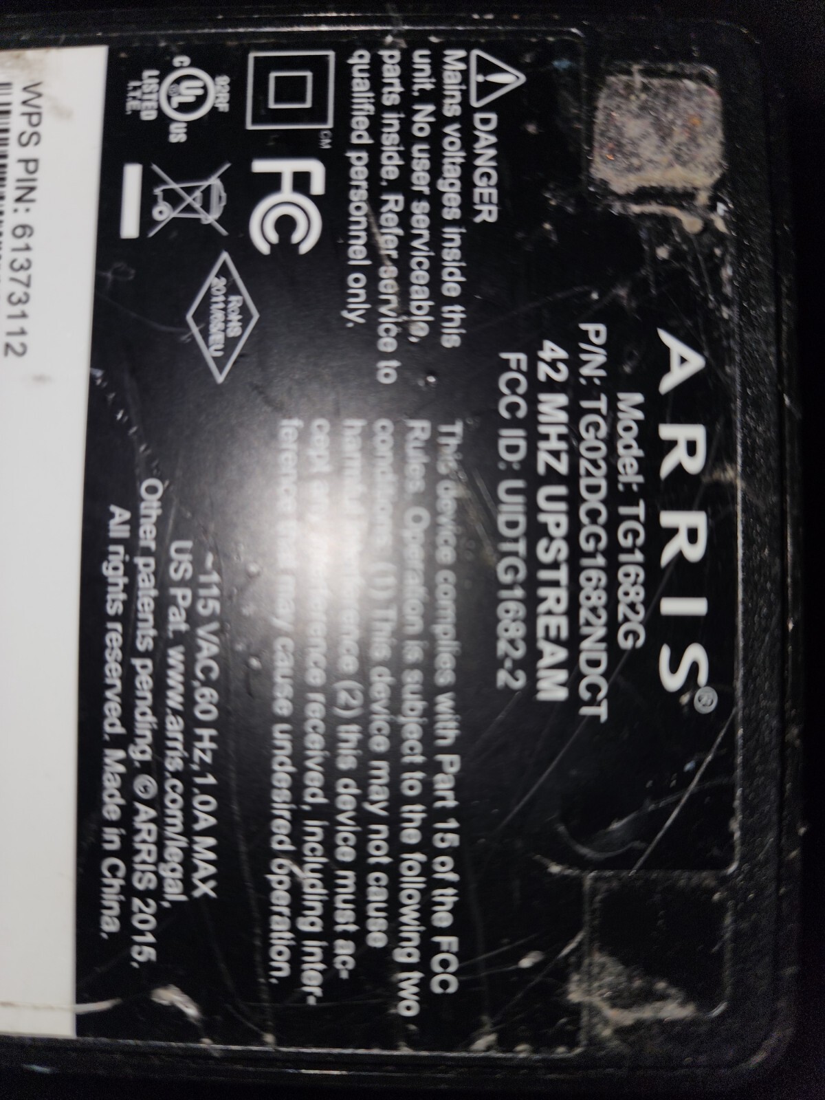 Xfinity Arris TG1682G Dual Band Wireless 802.11ac Cable Modem Router w/ Cord