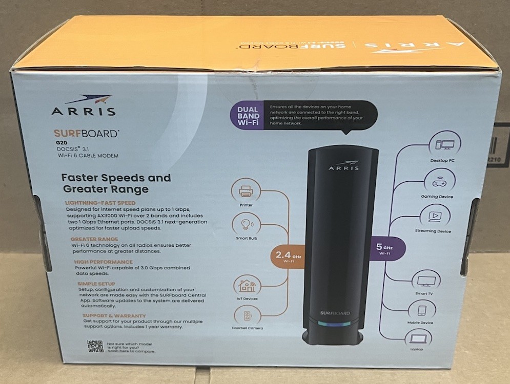 NEW SEALED ARRIS G20 DOCSIS 3.1 Cable Modem & AX3000 WiFi 6 Router FAST SHIPPING