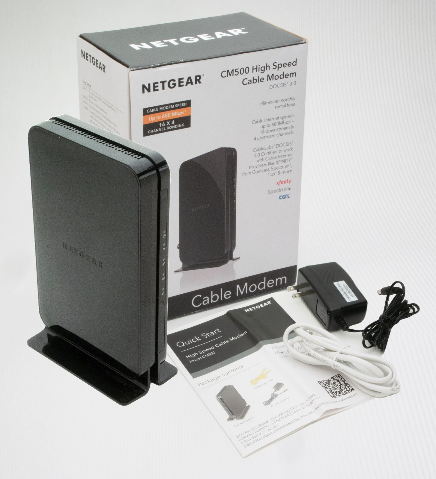 MINT NETGEAR CABLE MODEM CM500 COMPATIBLE ALL PROVIDERS XFI SPECTRUM COX 400MBPS