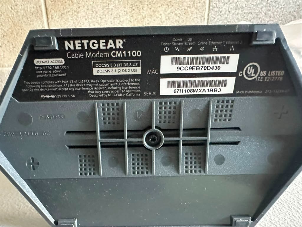 NETGEAR NIGHTHAWK CM1100 DOCSIS 3.1 MULTI-GIG SPEED GIGABIT CABLE MODEM