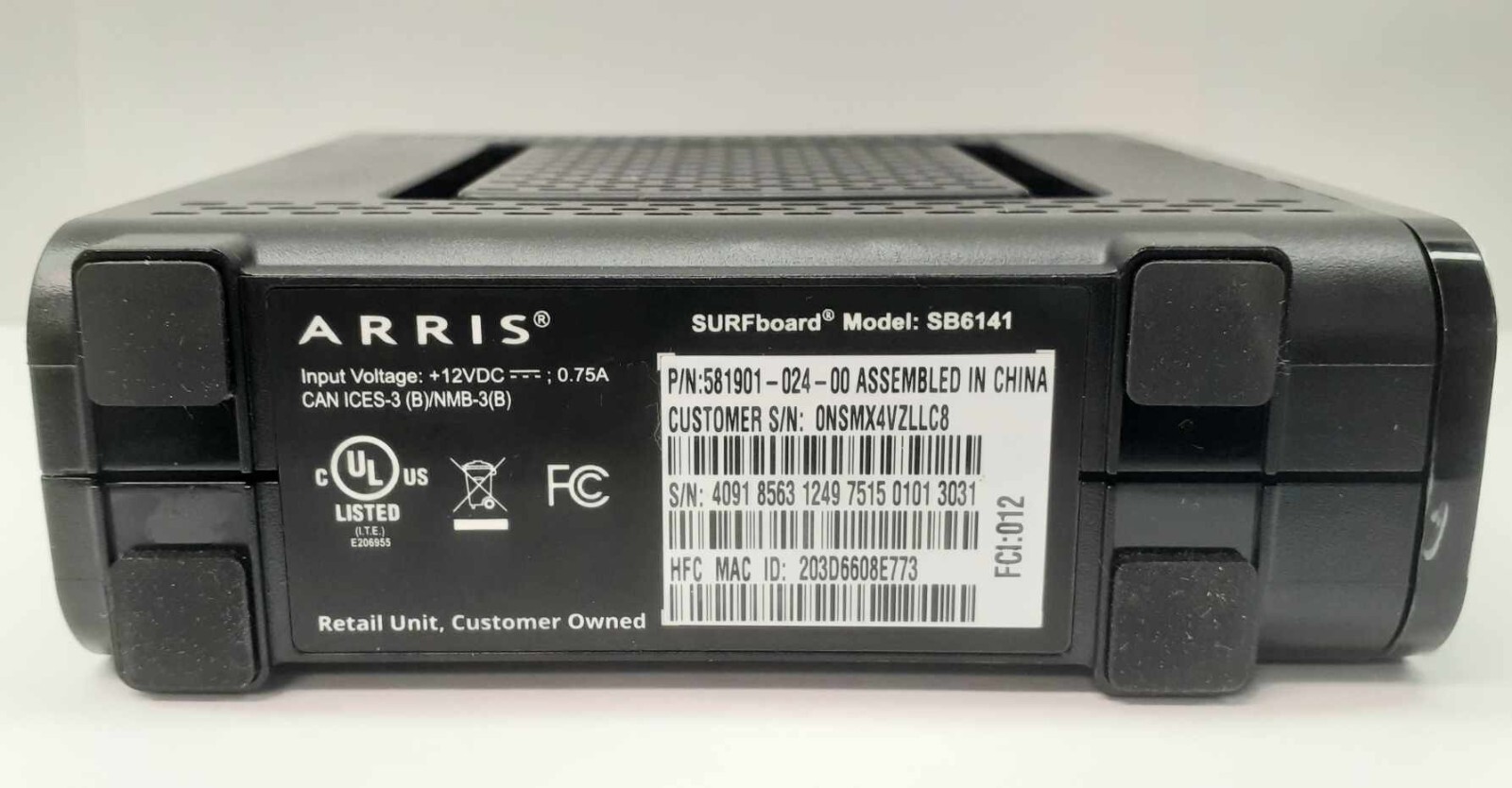 Motorola ARRIS SURFboard SB6141 DOCSIS 3.0 Cable Modem w/ AC Adapter + LAN Cable