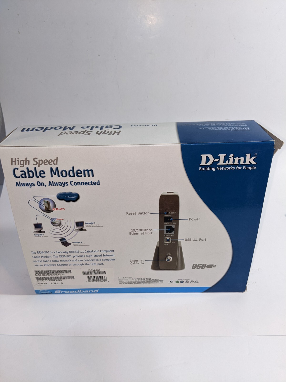 D-Link DCM 201 (DCM-201) 38 Mbps High Speed Cable Modem
