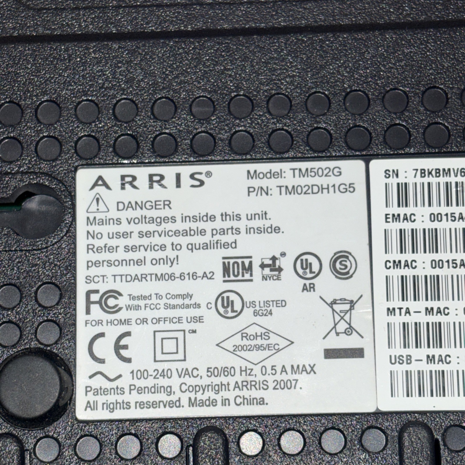 Arris Model TM502G Wireless Telephony Modem