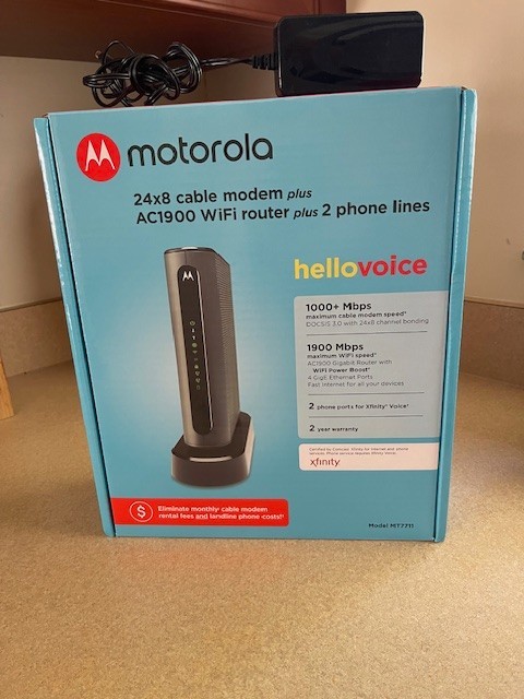 Motorola MT7711 24X8 Cable Modem and AC1900 Dual Band Wi-Fi Gigabit Router 2…