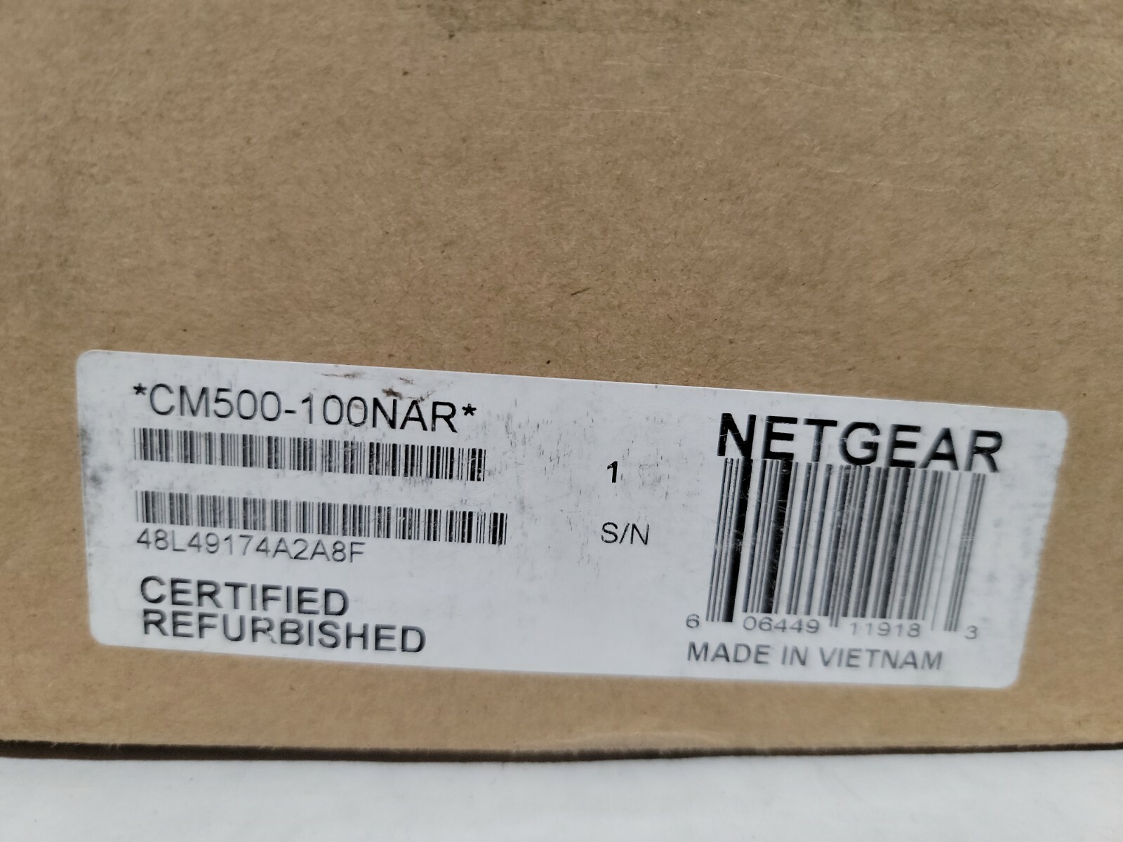 NETGEAR CM500-100NAR DOCSIS 3.0 Cable Modem